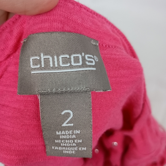 2/$30 CHICOS Barbiecore Mean Girls Pink Women's Casual Top (#1,214) - Picture 2 of 9